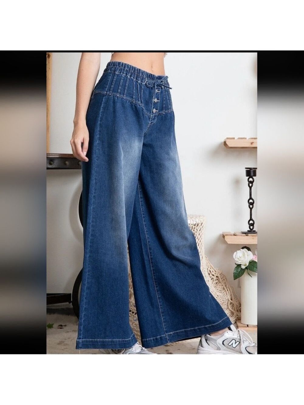 Blue Velvet Brand Dark Blue Wide Leg Jeans NWT XL - Picture 2 of 8